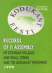 Records of the Second Assembly of the Estonian Villages and Small Towns and the Kodukant Movement